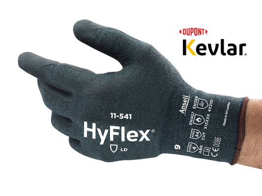 Gants résistant aux coupures HyflexMD 11-541, Calibre 18, Revêtement Nitrile, Enveloppe en Nylon/KevlarMD/Spandex, ASTM ANSI niveau A4/EN 388 niveau D