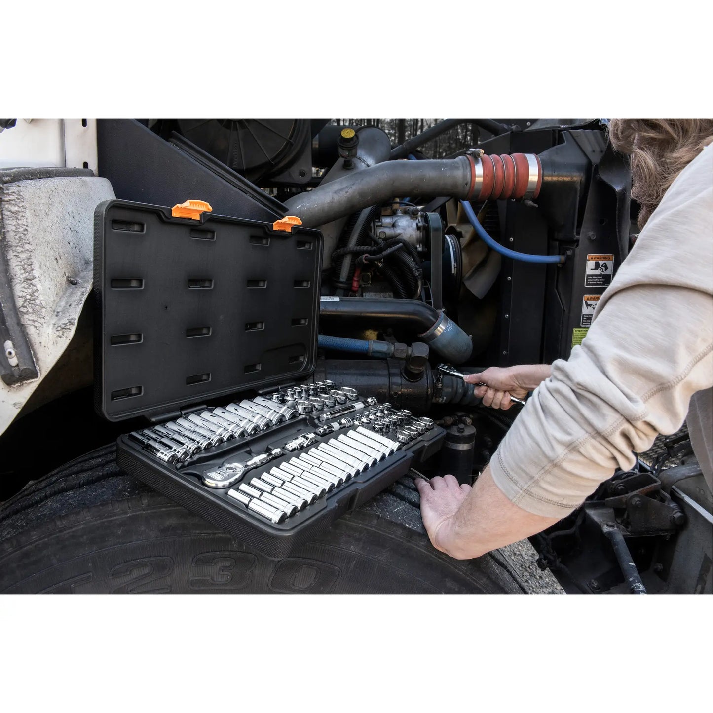 Jeu d'outils SAE/métriques à 6 pans pour mécanicien, 57 Mcx, Prise de 3/8", Profond